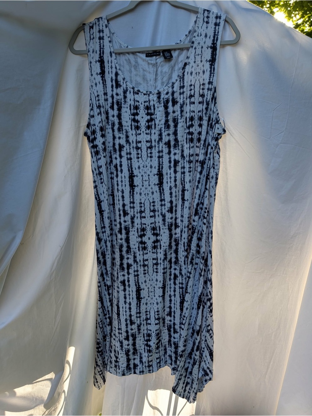 Tahari Black and White Tie-Dye Midi Tank Dress
